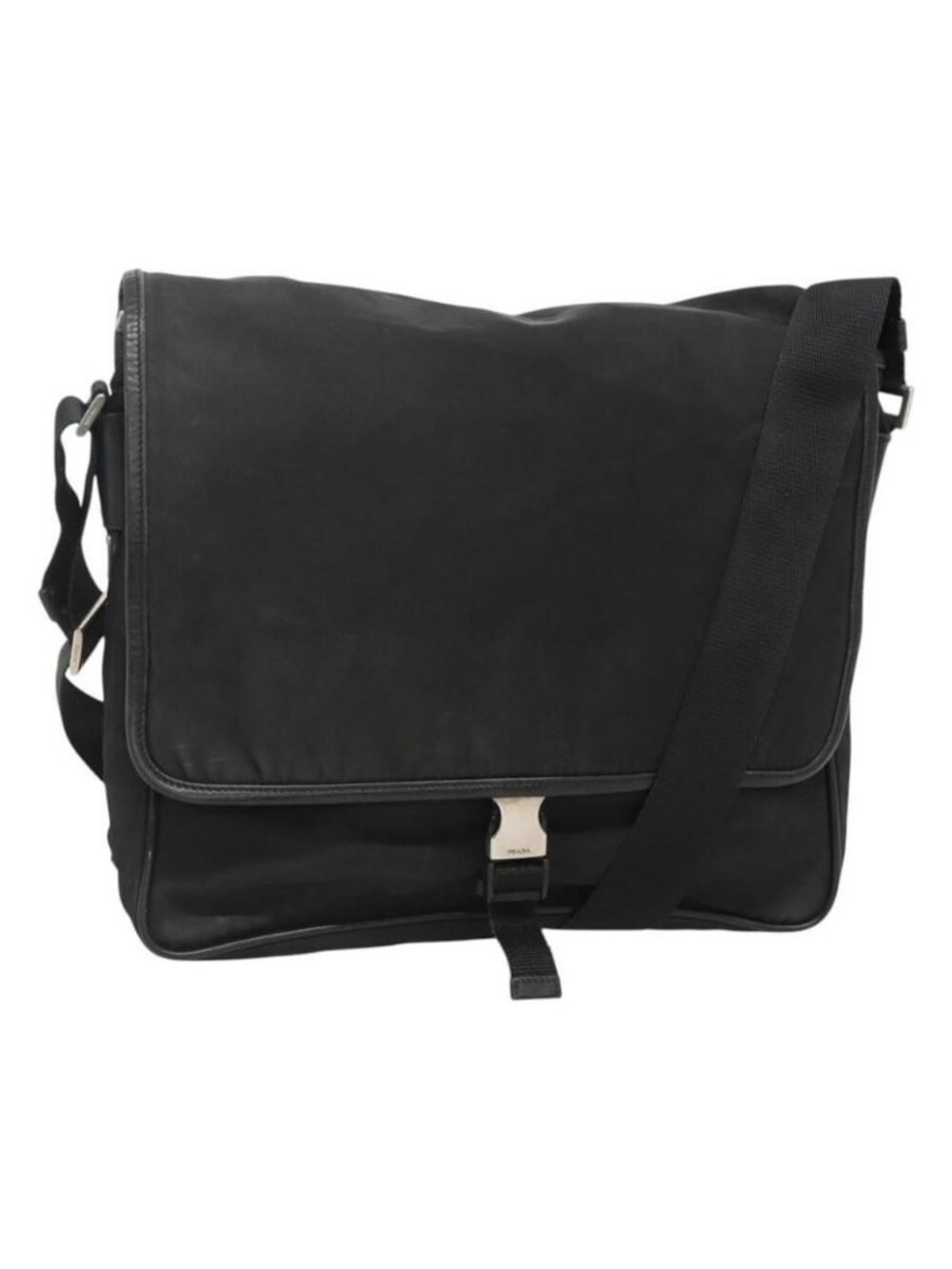 Authentic PRADA Shoulder Bag Nylon Black Silver